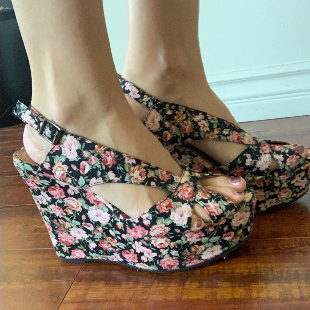 Jeffery Campbell Floral Wedges